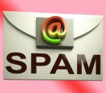 Spam Envelope Shows Unwanted E-mail Message Inbox Stock Photo