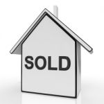 Sold House Shows Purchase Of Home Or Property Stock Photo