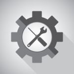 Object Tool  Icon Design. Wrench With Screwdriver On A Grey Background Stock Photo