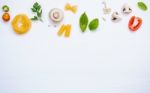 Various Vegetable And Ingredients For Cooking Pasta Menu Sweet B Stock Photo