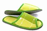 Green Cloth Slippers Stock Photo