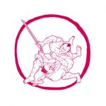 Samurai Jui Jitsu Fighting Enso Drawing Stock Photo