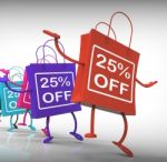 Twenty-five Percent Off Bags Show 25 Sales Stock Photo