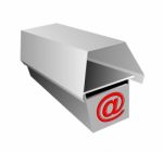 Grey Mailbox With @ Sign Stock Photo