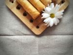 Homemade Deep Frying Spring Rolls With White Daisy Stock Photo