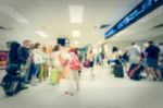 Blurred Crowd Of Tourist In The Airport Stock Photo