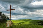 Rusty Iron Cross In Val D'orcia Tuscany Stock Photo