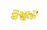 Fish Oil Capsules Isolated On The White Background Stock Photo