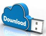 Download Cloud Pen Drive Means Files Downloading Or Transferring Stock Photo