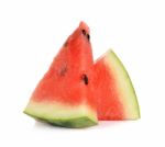 Slice Watermelon Isolated On The White Background Stock Photo