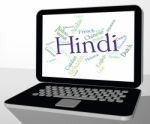 Hindi Language Represents Speech Word And Wordcloud Stock Photo