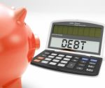 Debt Calculator Shows Credit Arrears Or Liability Stock Photo