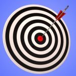 Bulls Eye Target Shows Precise Winning Strategic Goal Stock Photo