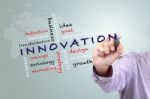 Innovation Text On White Board Stock Photo