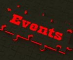 Events Puzzle Means Occasions Events Or Functions Stock Photo