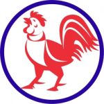Chicken Rooster Crowing Circle Retro Stock Photo