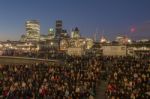 Large Group Of Peaple At London Cityscape Stock Photo