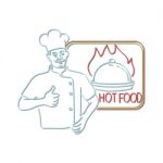 Chef Thumbs Up Hot Food Neon Sign Stock Photo