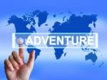 Adventure Map Represents International Or Internet Adventure And Stock Photo