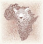 Leopard Seamless Pattern,  Illustration Background With Africa Map Stock Photo
