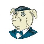 Mister Pig Monocle Drawing Stock Photo