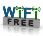 Free Wifi Shows Internet Connection And Mobile Hotspot Stock Photo