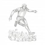 Obstacle Racer Jumping Fire Doodle Art Stock Photo