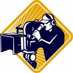 Film Crew Cameraman Shooting Filming Camera Shield Stock Photo