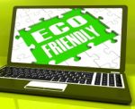 Eco Friendly Laptop Shows Green And Environmentally Efficient Stock Photo