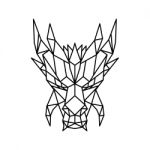 Dragon Head Front Low Poly Black And White Stock Photo