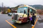 Kawaguchiko Retro Sightseeing Red Line Bus Stock Photo