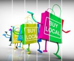 Buy Local Shopping Bags Represent Neighborhood Business And Mark Stock Photo