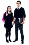 Teenage Students Holding Hands Stock Photo
