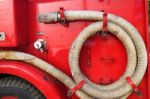 Fire Hose And Other Equipment In A Truck Stock Photo