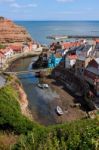 High Angle View Of Staithes Stock Photo