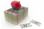 Piggy Bank On Currency Stock Photo