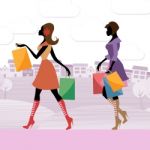 Women Shopper Shows Commercial Activity And Adults Stock Photo