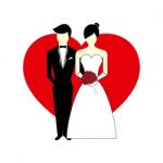 Bride And Groom With Heart Illustration Stock Photo