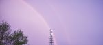 Radio Tower In Queensland With A Rainbow Stock Photo