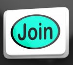 Join Button Shows Subscribing Membership Or Registration Stock Photo
