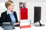 Businesswoman Working In Office Stock Photo