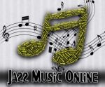 Jazz Music Online Shows World Wide Web And Acoustic Stock Photo