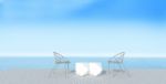Beach Lounges With Sundeck On Sea View For Vacation And Summer-3 Stock Photo