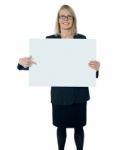 Business lady holding blank board Stock Photo
