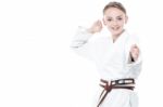 Young Confident Karate Kid Posing Stock Photo
