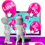 Love Balloons Show Internet Fondness And Affectionate Greetings Stock Photo