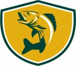 Walleye Fish Jumping Crest Retro Stock Photo