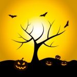 Halloween Tree Means Trick Or Treat And Bat Stock Photo