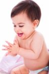 Baby Enjoying By Clapping Hands Stock Photo