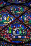 Stained Glass Window In Canterbury Cathedral Stock Photo